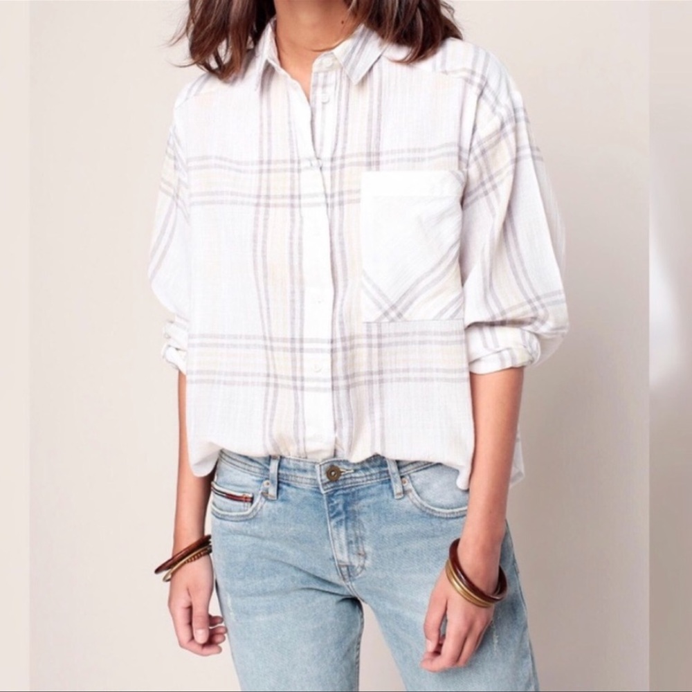 FREE PEOPLE NWOT Cropped plaid long sleeve  Size SP